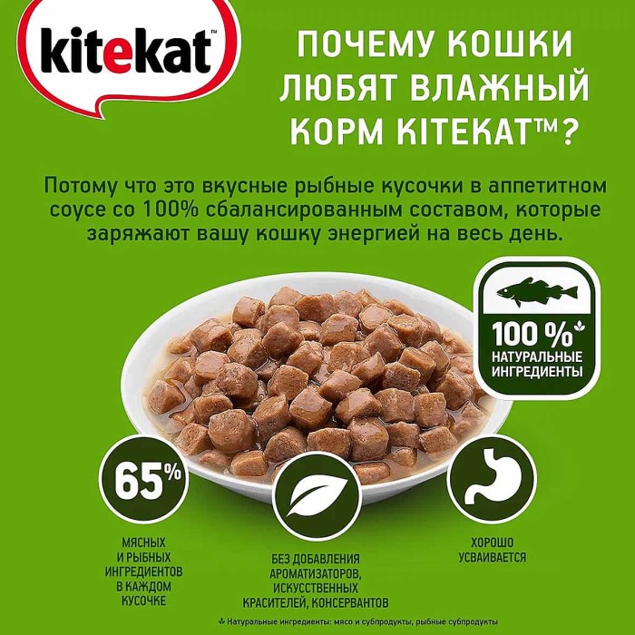 Корм для кошек Kitekat рыба в соус 85гр пауч