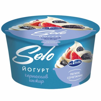 Йогурт Экомилк Соло чернослив-инжир 4,2% 130гр пэт