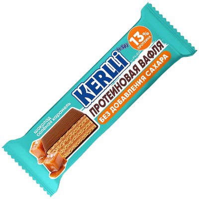 Батончик Kerlli вафельный со вкусом солёной карамели без сахара 45гр м/у