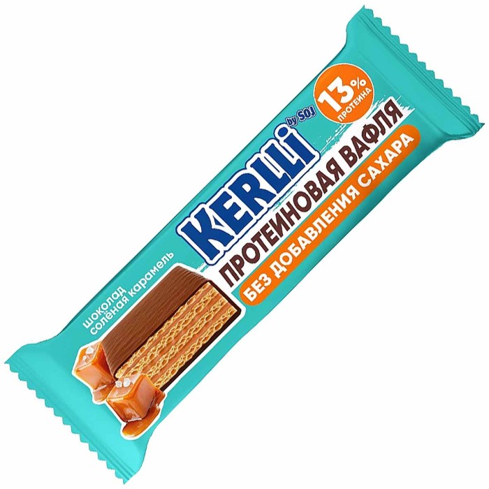 Батончик Kerlli вафельный со вкусом солёной карамели без сахара 45гр м/у