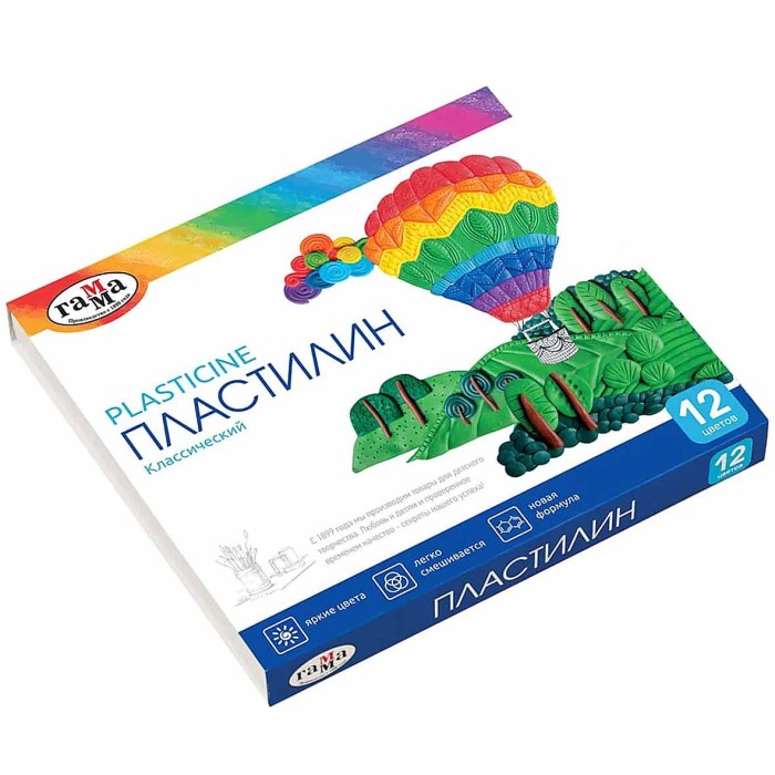 Пластилин Гамма классический 12цв 240гр арт281033 к/у
