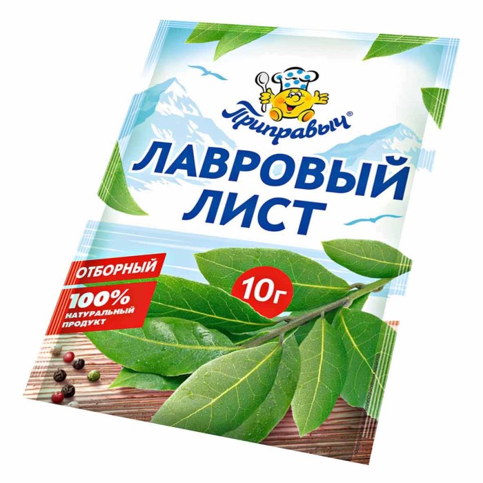 Лист лавровый Приправыч отборный 10гр м/у