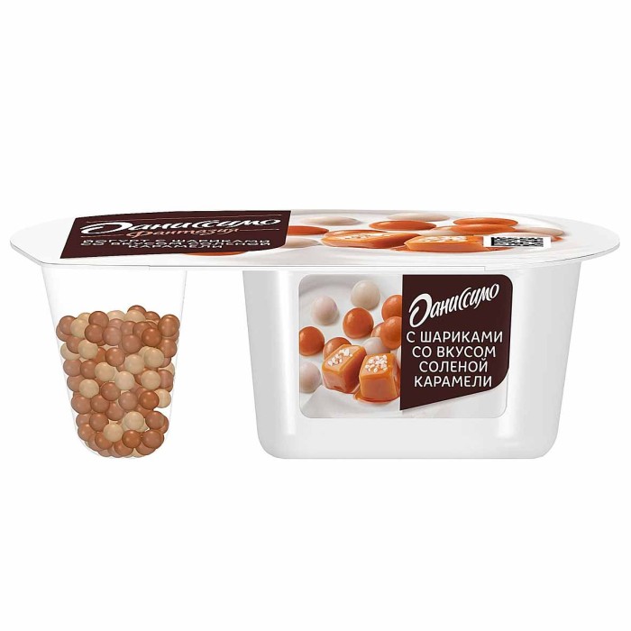 Йогурт Даниссимо с шариками  и вкусом соленой карамели 6,9% 105гр пэт