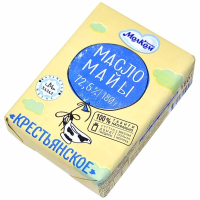 Масло сливочное Молком Крестьянское 72,5% 180гр м/у