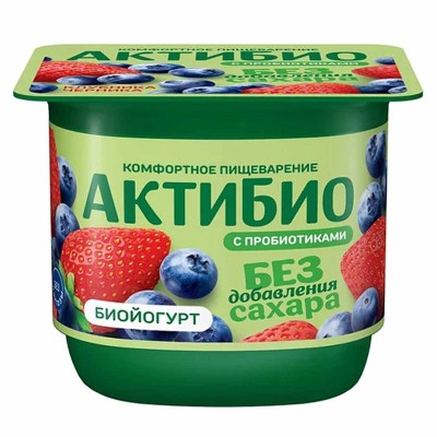 Биойогурт Актибио клубника-черника 3% 130гр пэт