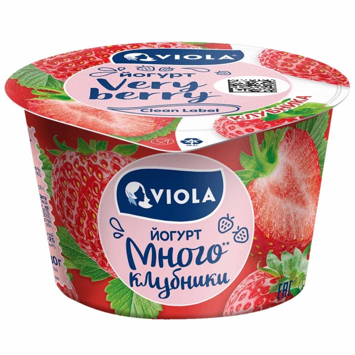 Йогурт Viola Very Berry Клубника 2,6% 180гр пэт