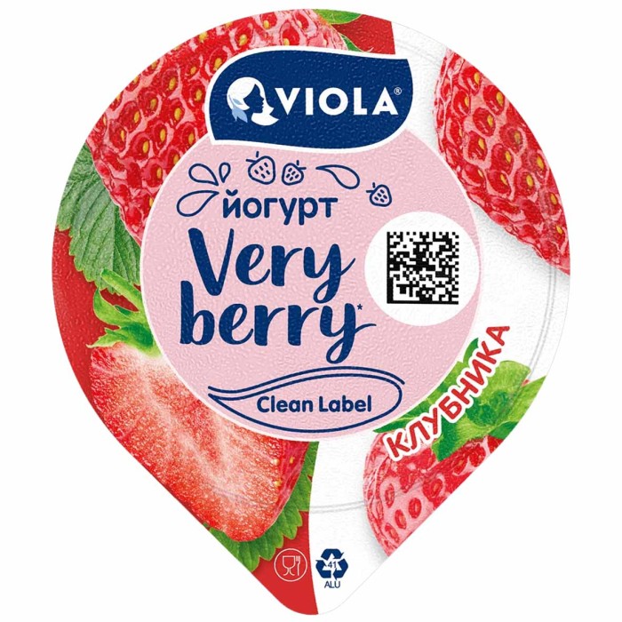Йогурт Viola Very Berry Клубника 2,6% 180гр пэт