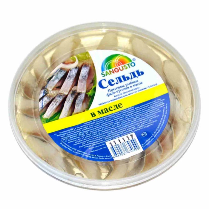 Сельдь Sangusto филе-кусочки в масле 150гр пэт