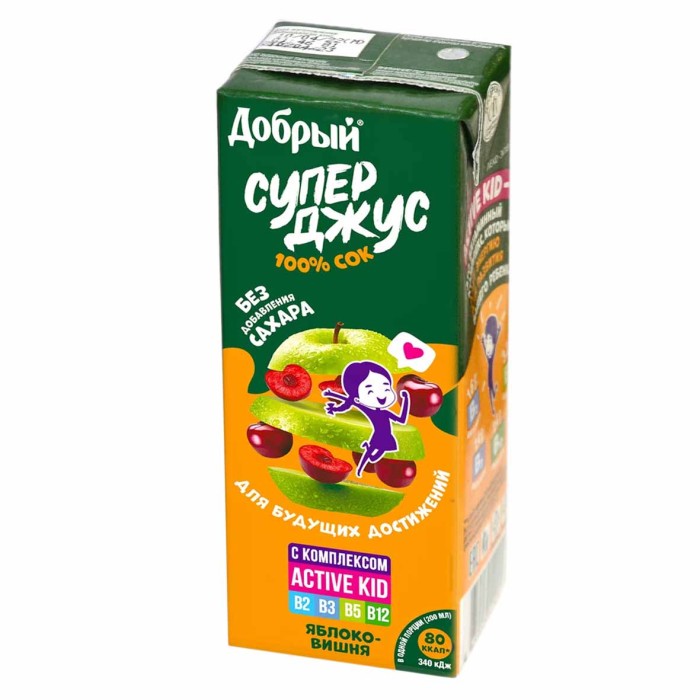 Сок Супер Джус Active kid яблоко и вишня  0,2л т/п