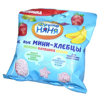 Хлебцы ФрутоНяня рисовые яблоко,клубника,банан 30гр м/у