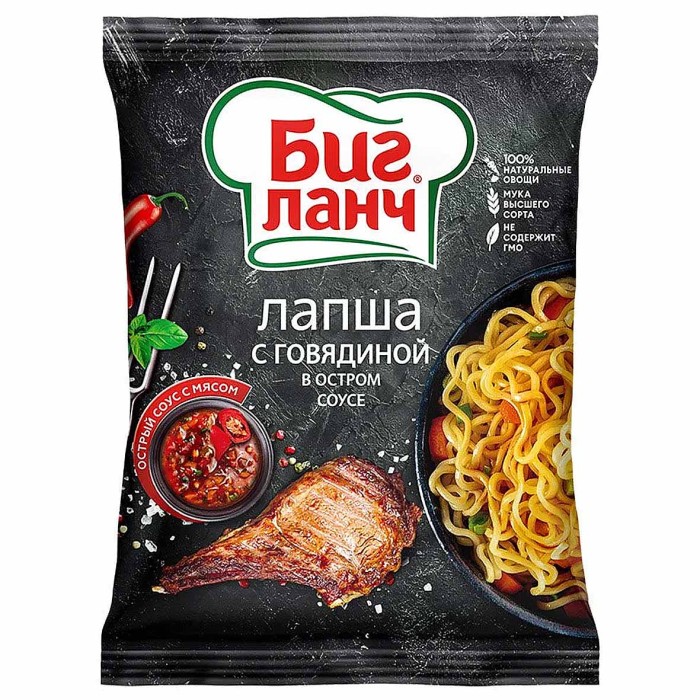 Лапша Биг Ланч говядина в остром соусе 75гр м/у