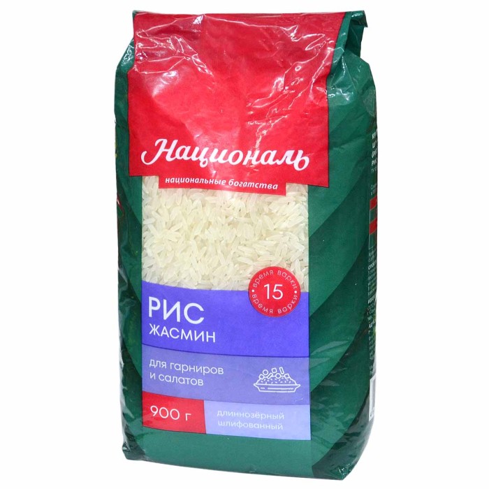 Крупа рис Националь Жасмин длиннозерный 900гр м/у