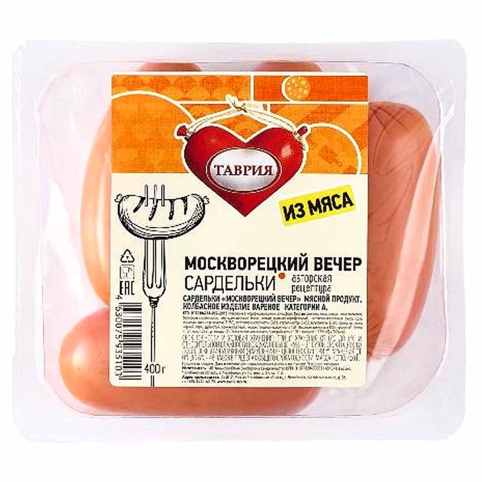 Сардельки Таврия Москворецкий вечер 400гр газ