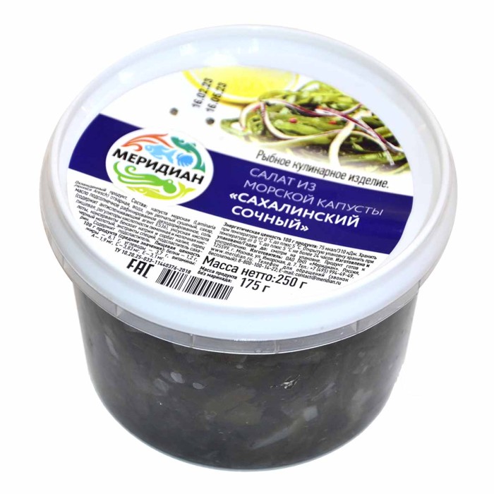 Салат Меридиан Сахалинский сочный из морской капусты 250гр пэт
