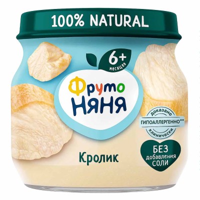 Пюре ФрутоНяня кролик с 6мес 80гр ст/б