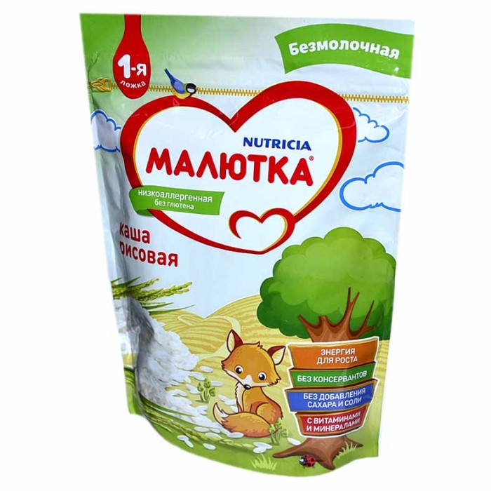 Каша Малютка рисовая безмолочная с 4мес 200гр д/п