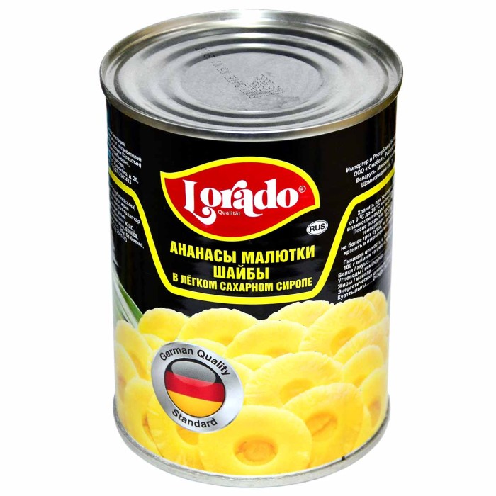 Ананасы Lorado малютки шайбы в сиропе 580мл ж/б
