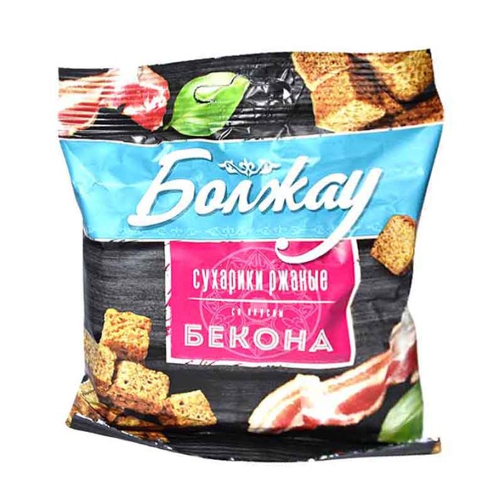 Сухарики Болжау ржаные вкус бекон 40гр м/у