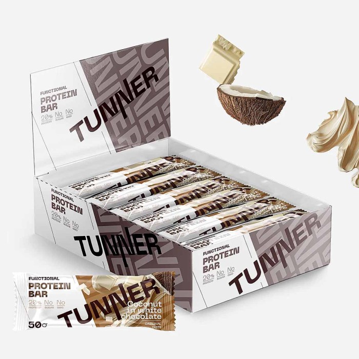 Батончик функциональный Tunner Protein Bar Кокос в белом шоколаде 50гр