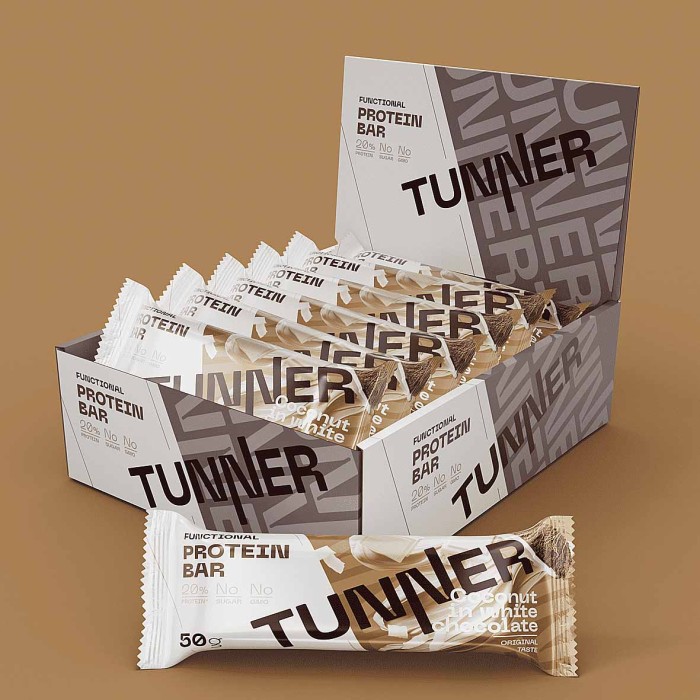 Батончик функциональный Tunner Protein Bar Кокос в белом шоколаде 50гр