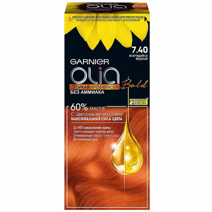 Краска для волос Garnier Olia 7.40 Искрящийся медный к/у