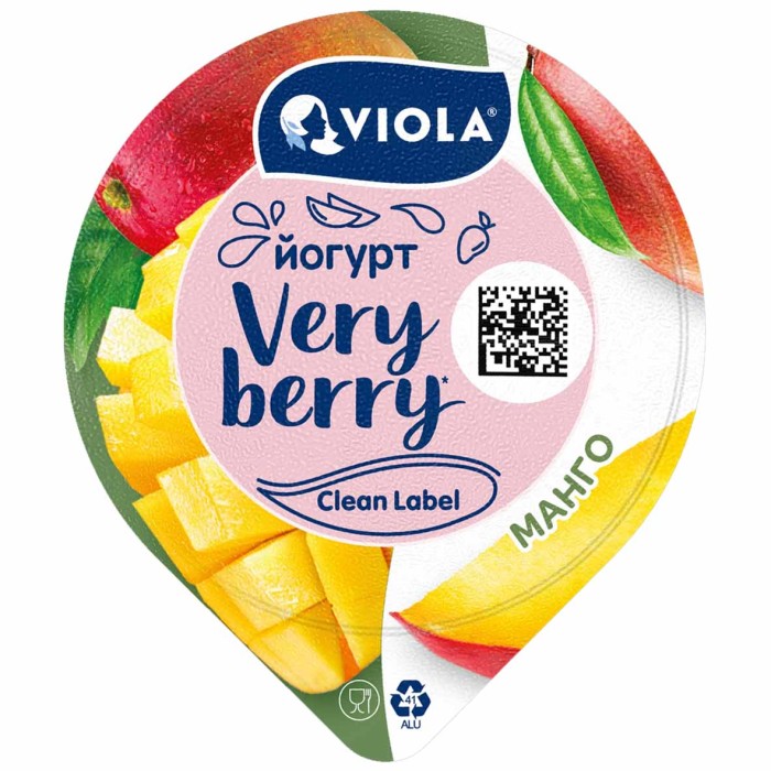 Йогурт Viola Very Berry Манго 2,6% 180гр пэт