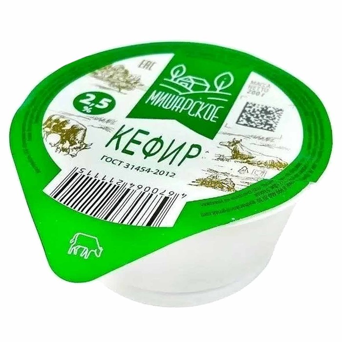 Кефир Мишарское 2,5%  200гр стакан