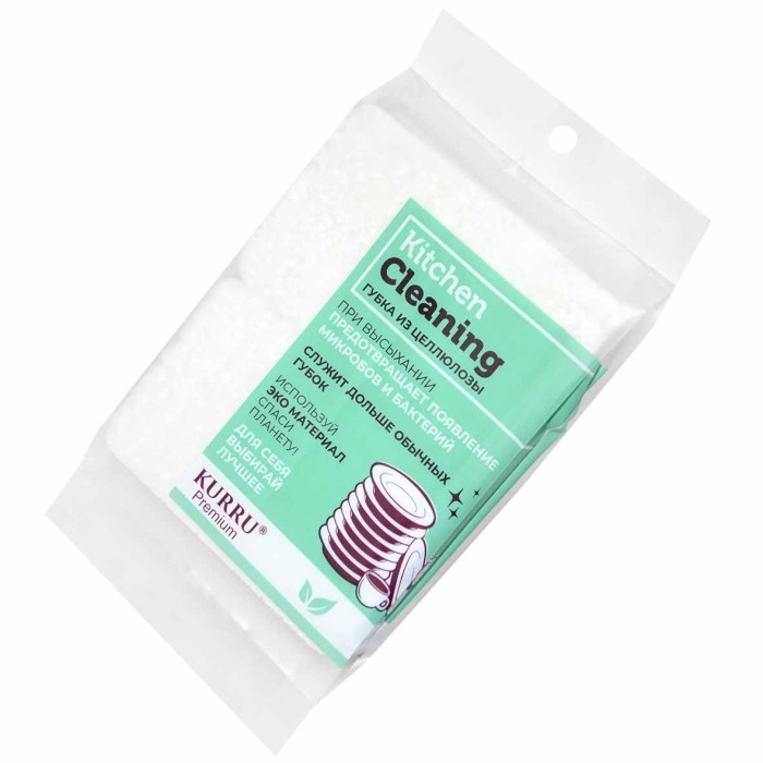 Губка Kitchen Cleaning из целлюлозы для посуды 2шт артKR-GP02/2