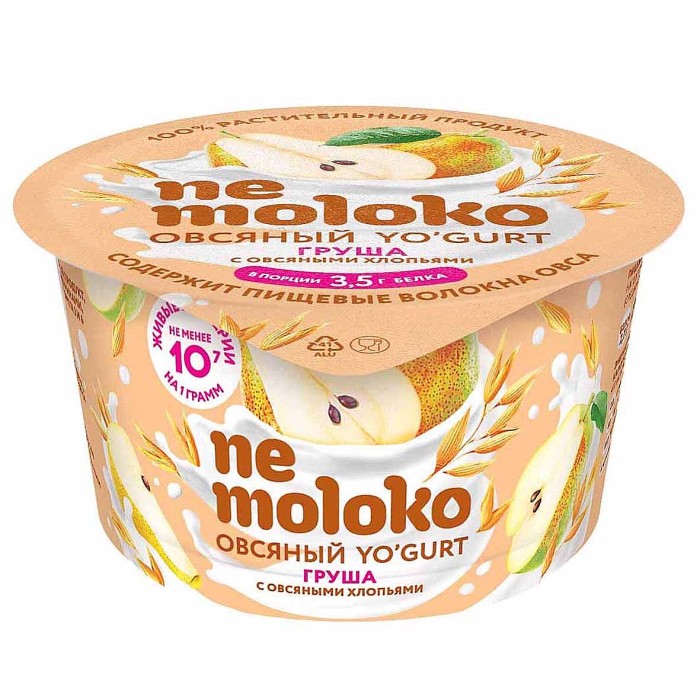 Десерт  овсяный Nemoloko груша-овсяные хлопья 130гр пэт
