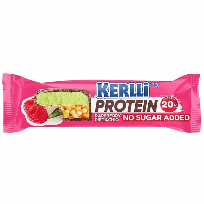 Батончик злаковый Kerlli с малиной и фисташкой без сахара 20% 45гр м/у