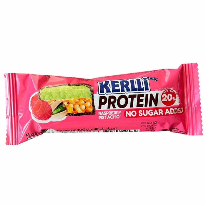 Батончик злаковый Kerlli с малиной и фисташкой без сахара 20% 45гр м/у