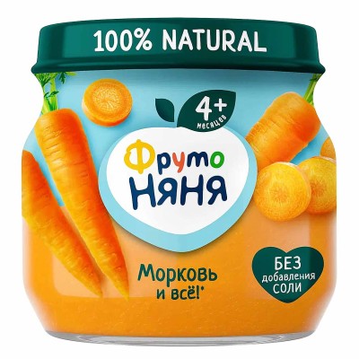 Пюре ФрутоНяня морковное с 4мес 80гр ст/б