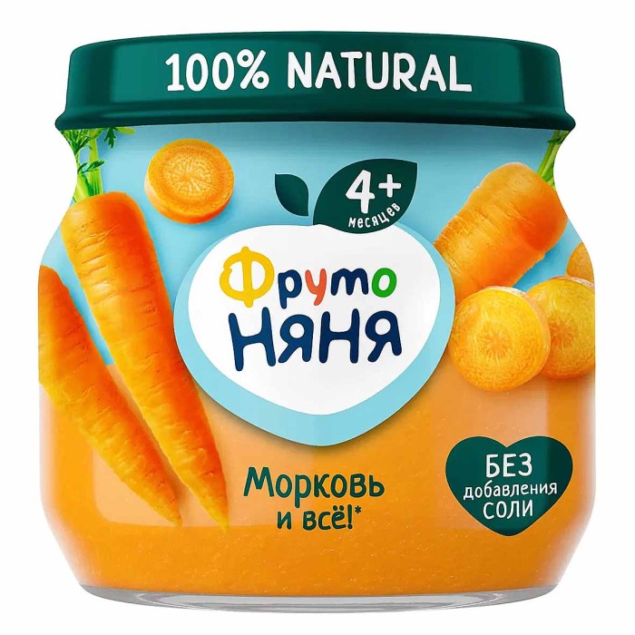 Пюре ФрутоНяня морковное с 4мес 80гр ст/б