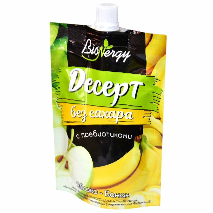 Десерт BioNergy яблоко-банан без сахара 140гр д/п