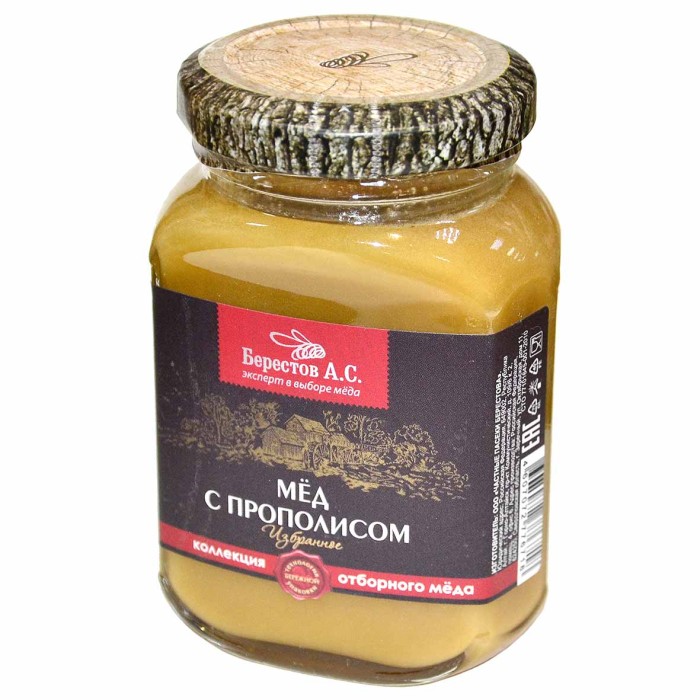 Мед Берестов с прополисом 200гр ст/б