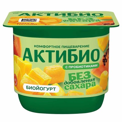 Биойогурт Актибио манго-папайя 3% 130гр пэт