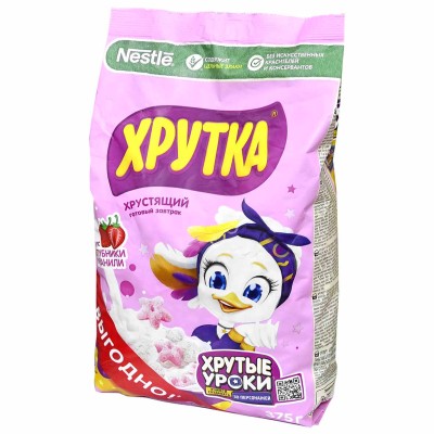 Завтрак готовый Хрутка Клубника,ваниль 375гр м/у