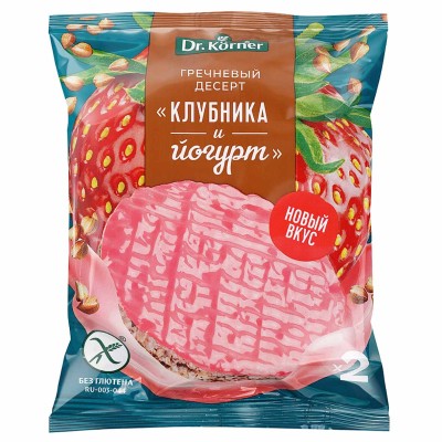 Десерт злаковый Dr.Korner гречневый клубника и йогурт 34гр м/у