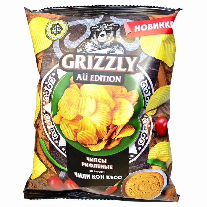 Чипсы Grizzly рифленые вкус Чили кон кесо 55гр м/у