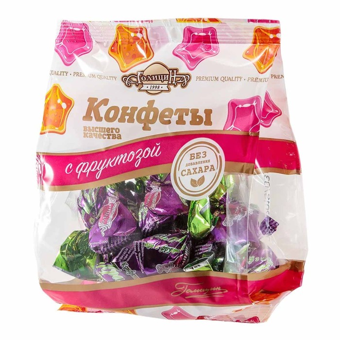 Конфеты Голицин Пралине горькое с фруктозой 190гр м/у