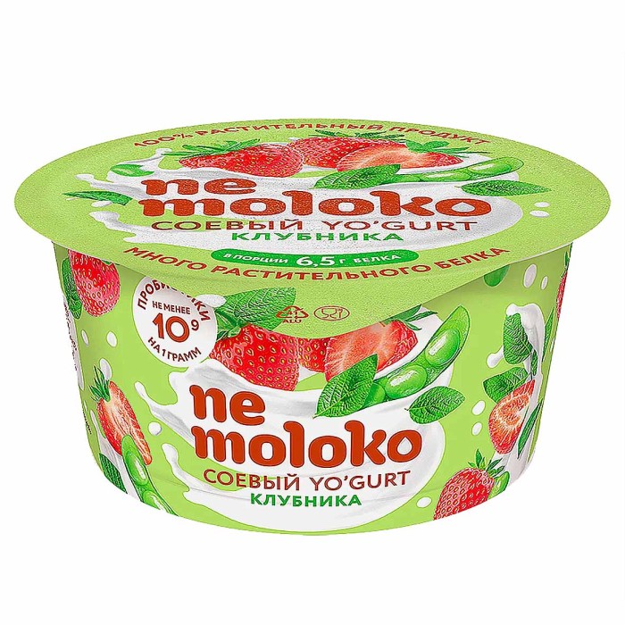 Йогурт соевый Nemoloko с клубникой 5% 130 гр пэт