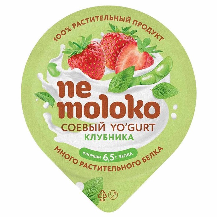 Йогурт соевый Nemoloko с клубникой 5% 130 гр пэт