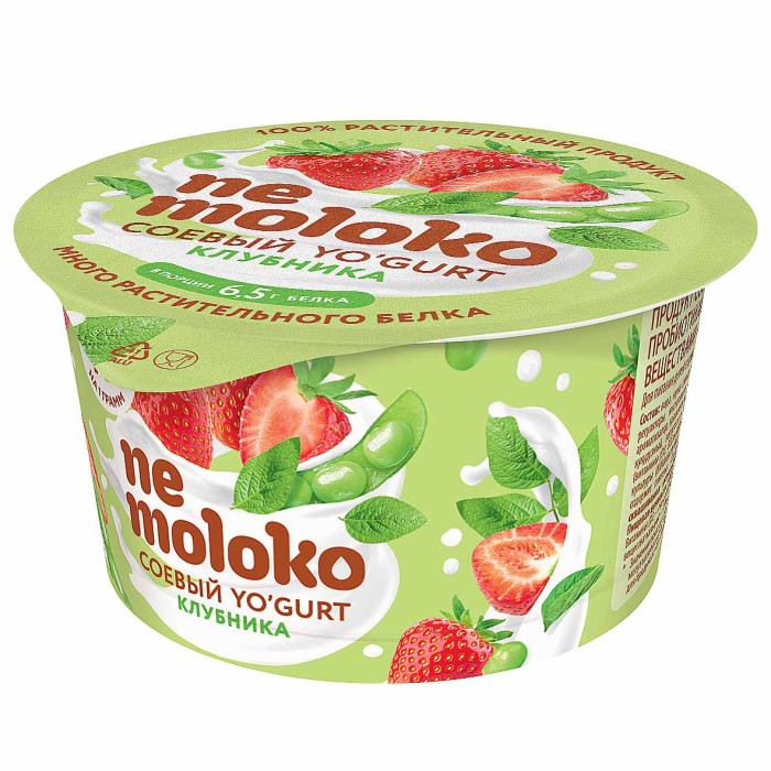 Йогурт соевый Nemoloko с клубникой 5% 130 гр пэт
