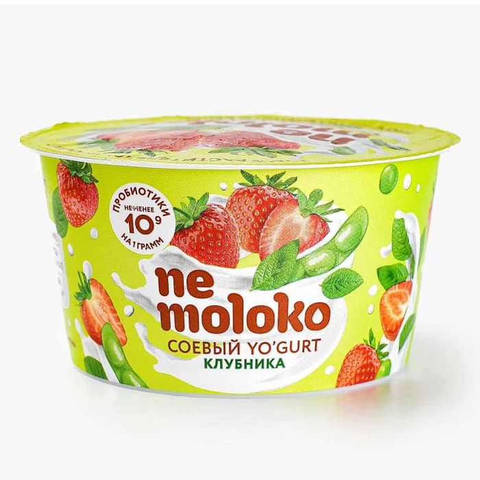Йогурт соевый Nemoloko с клубникой 5% 130 гр пэт