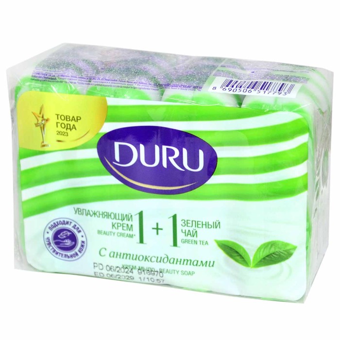 Мыло Duru Soft Sens Green Tea 4*80гр м/у