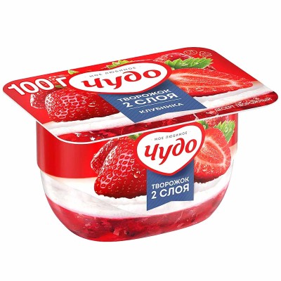 Десерт творожный Чудо клубника 4,2% 100гр пэт