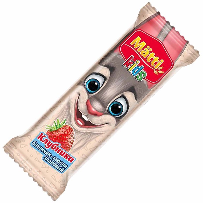 Батончик мюсли Mätti Kids Злаковый клубника 24гр м/у