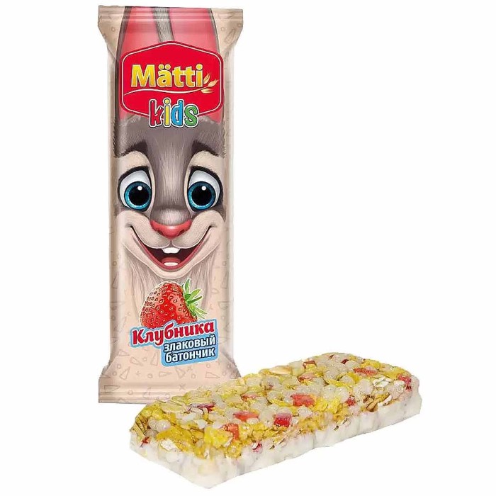 Батончик мюсли Mätti Kids Злаковый клубника 24гр м/у
