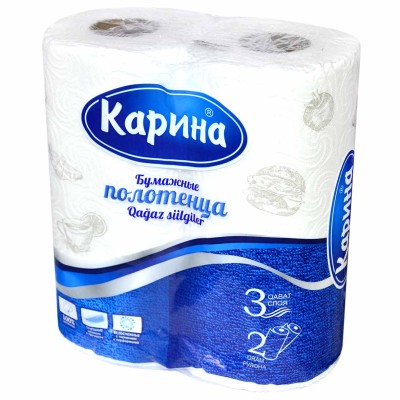 Полотенца бумажные Карина белые 3сл 2шт м/у