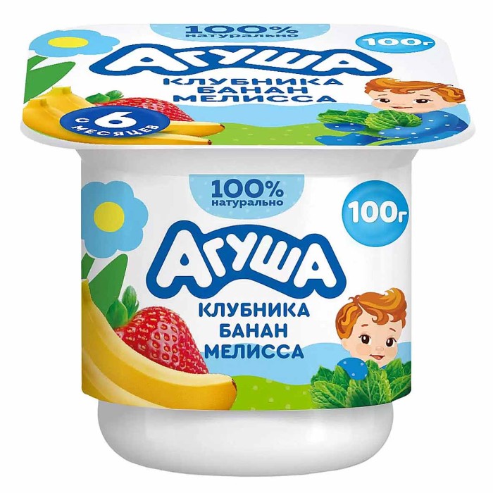 Творог Агуша Засыпайка клубника-банан-мелиса  3,8% 100гр пэт